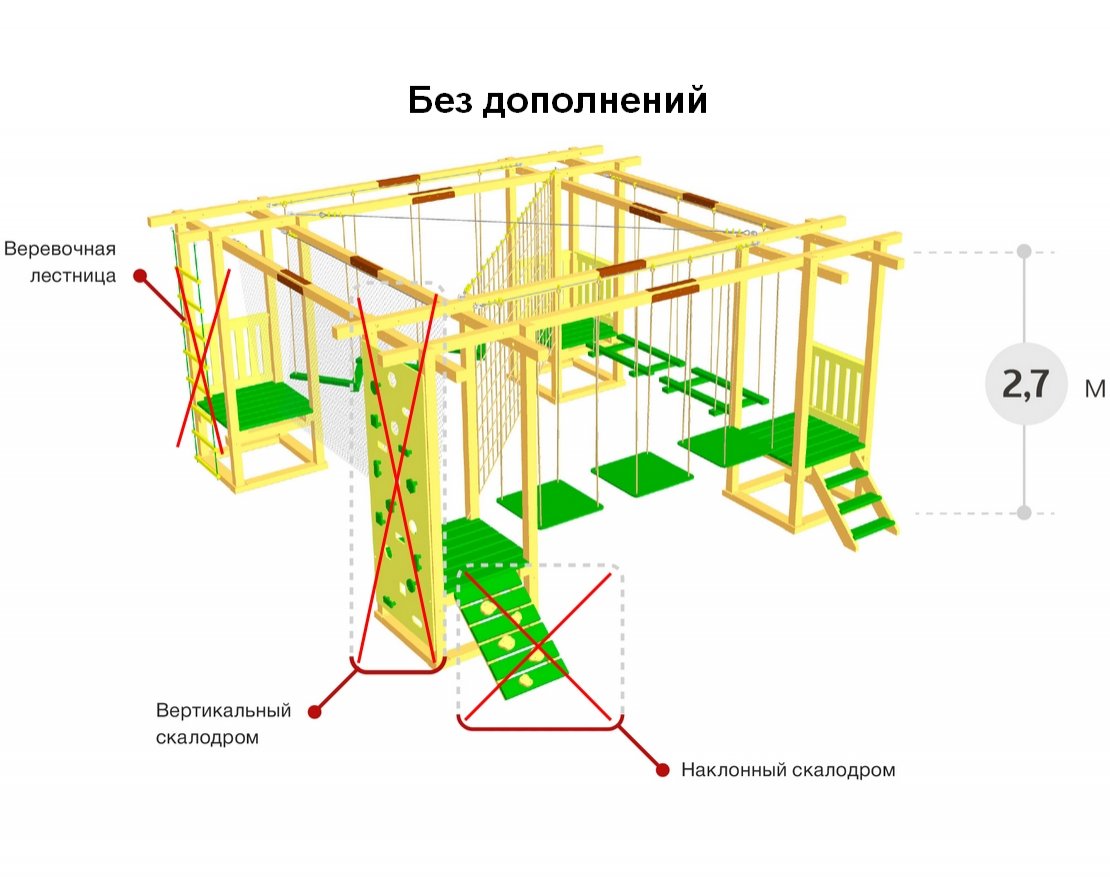 Детский веревочный парк 5 этапов (без страховки)