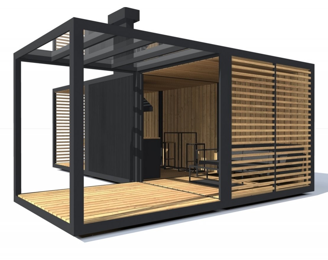 Современная беседка с мангалом Концепт КУБ 4-2 - вид 4